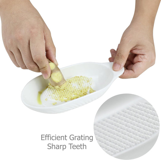 EIKS Ceramic Ginger Grater Plate Grinding Dish, Included Scraper Brushes
