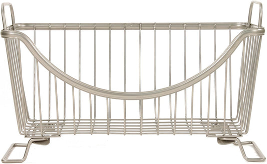 Spectrum Ashley Large Stackable Wire Baskets for Pantry & Kitchen Counter Organizer, Stacking Fruit Basket Wire Bin with Raised Feet & Handles for Vegetable Fruit Potato Onion Storage, Satin Nickel