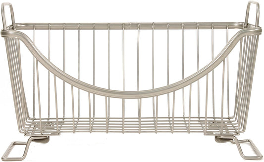 Spectrum Ashley Large Stackable Wire Baskets for Pantry & Kitchen Counter Organizer, Stacking Fruit Basket Wire Bin with Raised Feet & Handles for Vegetable Fruit Potato Onion Storage, Satin Nickel