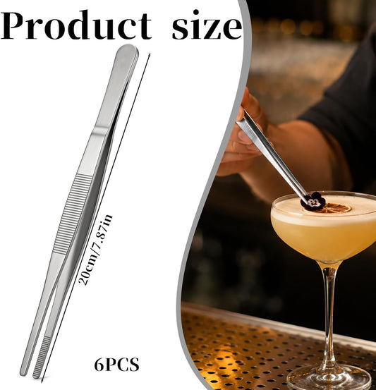 Kitchen Tweezers Bar Tweezers 8 In Long Cooking Tweezer 6 Pcs