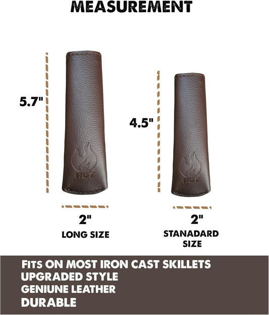 Leather Cast Iron Skillet Pan Handle Cover (Standard 4.5) Thick Leather Heat Resistant Handle Holder for Cast Iron Skillets & Pans (Handmade)
