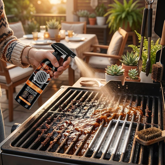 Grill Cleaner Spray for Outdoor Grill, Heavy Duty BBQ Grill Cleaner Spray for Grates and Racks, All Purpose Kitchen Grease Remover for Griddle, Oven, Stovetop and Countertops (8oz*1)