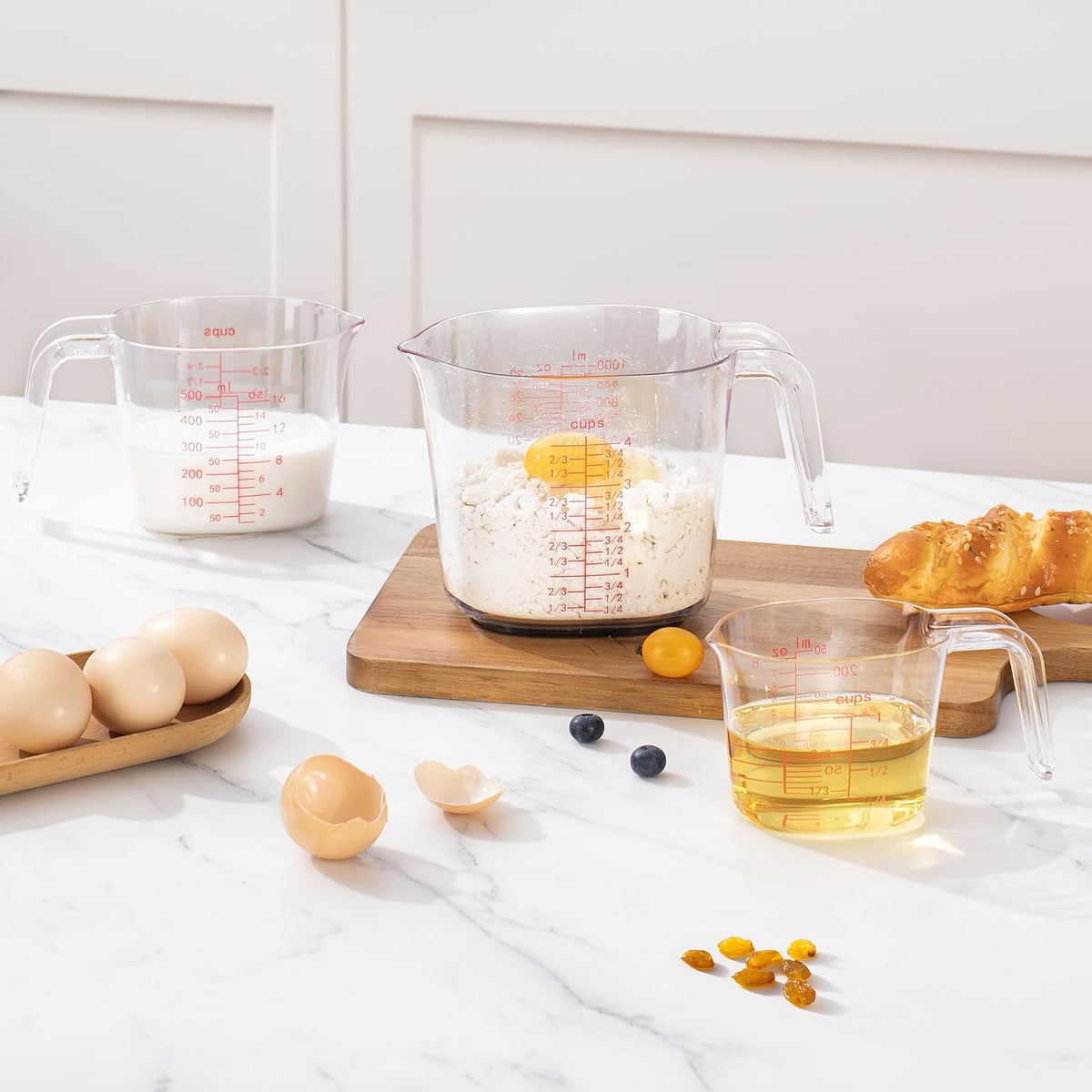 3-Piece Clear Nesting Liquid Measuring Cups with Spouts, 1, 2 and 4 Cup