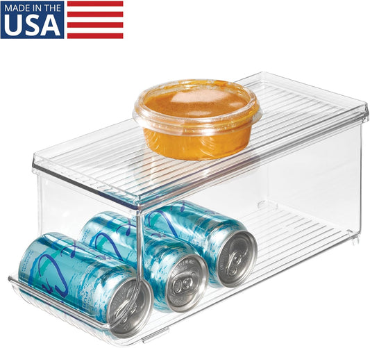 iDesign Soda Can Organizer with Lid for Pantry or Refrigerator - Clear - Made in USA