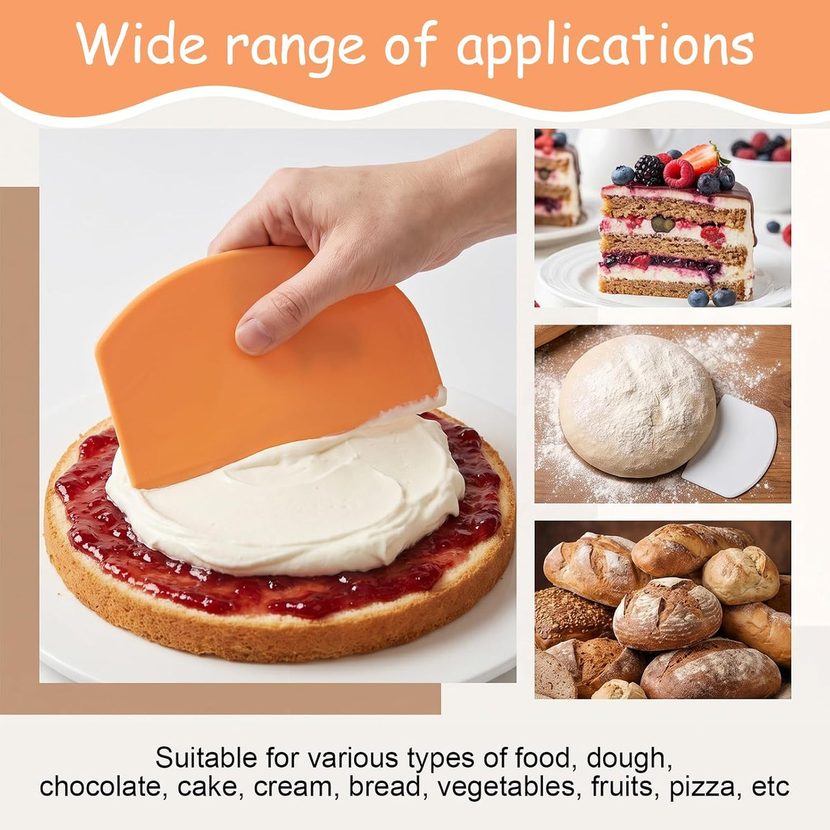 4PCS Bowl Scrapers for Bread Dough, Dough Scraper Silicone Set