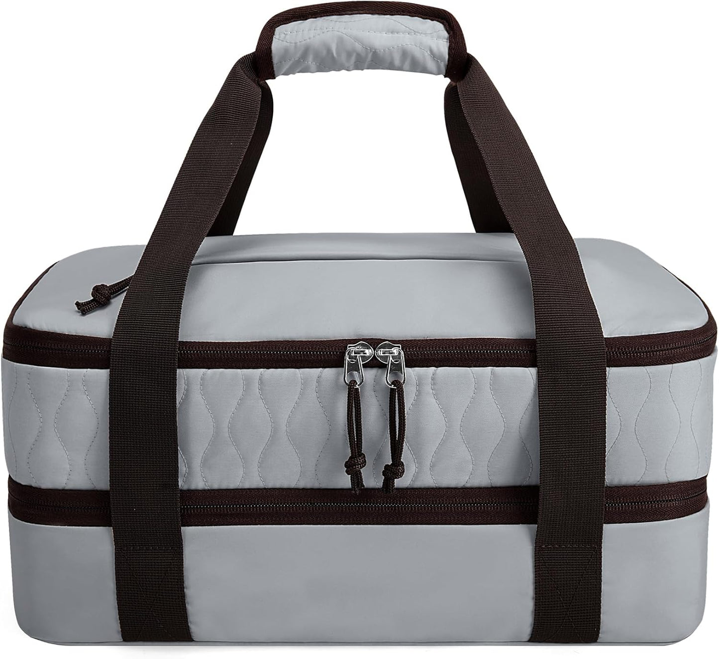 Trunab Insulated Casserole Carrier for Hot or Cold Food, Double Thermal Food Containers, Fit 9x13 Inches Baking Dish Foil Pans, For Picnic Cookouts, Potluck Parties, Beach,Beige (Beige)