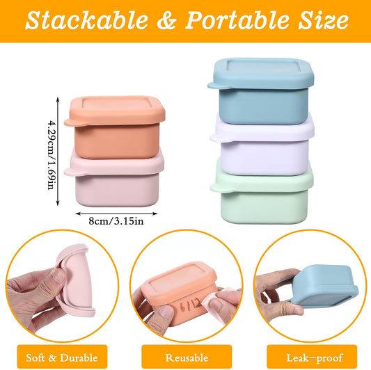 10 Pack 6 oz Silicone Snack Containers, Reusable Small Containers with Lids, Reusable Meal Prep Silicone Containers Lunch Box Bento Box Set