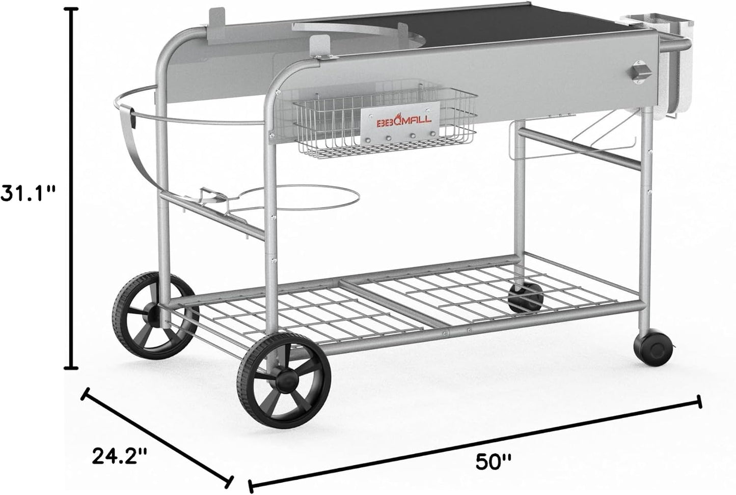 Grill Table for Weber 22" &18" Original Kettle, for Weber Grill Table, Stand Cart for JumboJoe Master-Touch Charcoal Outdoor Prep Performer Charcoal Accessories for Outside