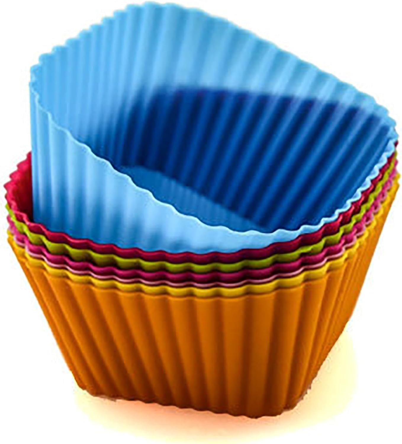 12 Pack Silicone Baking Cups Reusable Muffin Liners Non-Stick Cup Cake Molds Set Cupcake Liner Standard Size Silicone Cupcake Holder Silicon Cups for Baking