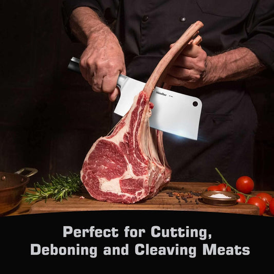 Mueller 7-Inch Meat Cleaver Butcher Knife, German High Carbon Steel