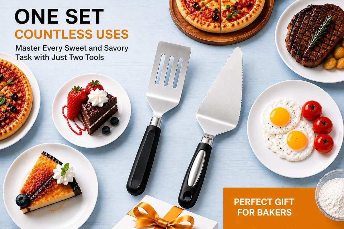 Small Metal Spatula Server Set of 2 - Baking Supplies Cake Pie Cutter
