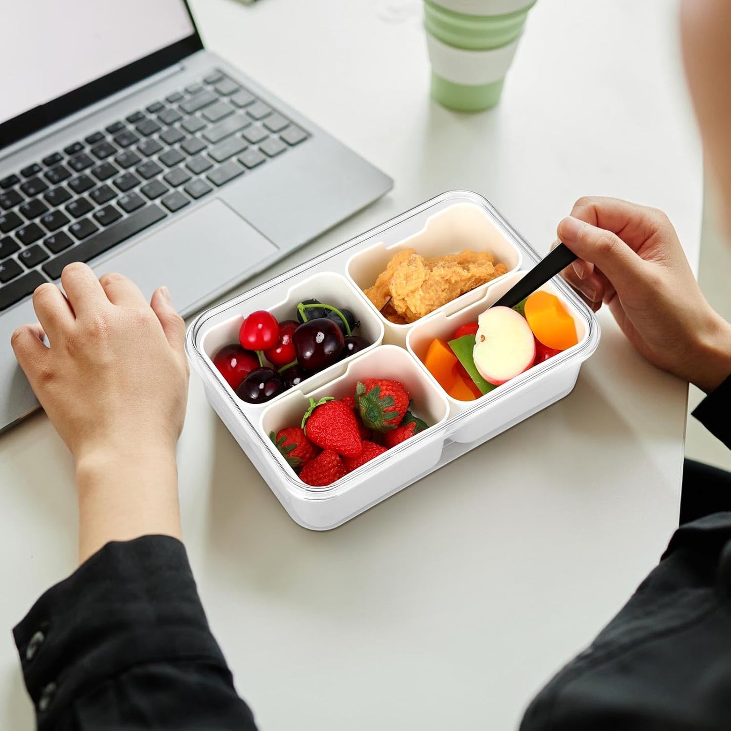 4 Pcs Divided Serving Tray with Lid Snack Box Container Portable Fruit Veggie Tray Charcuterie Container Portable Platter for Candy Fruits Nuts Snack Party Entertaining Picnic