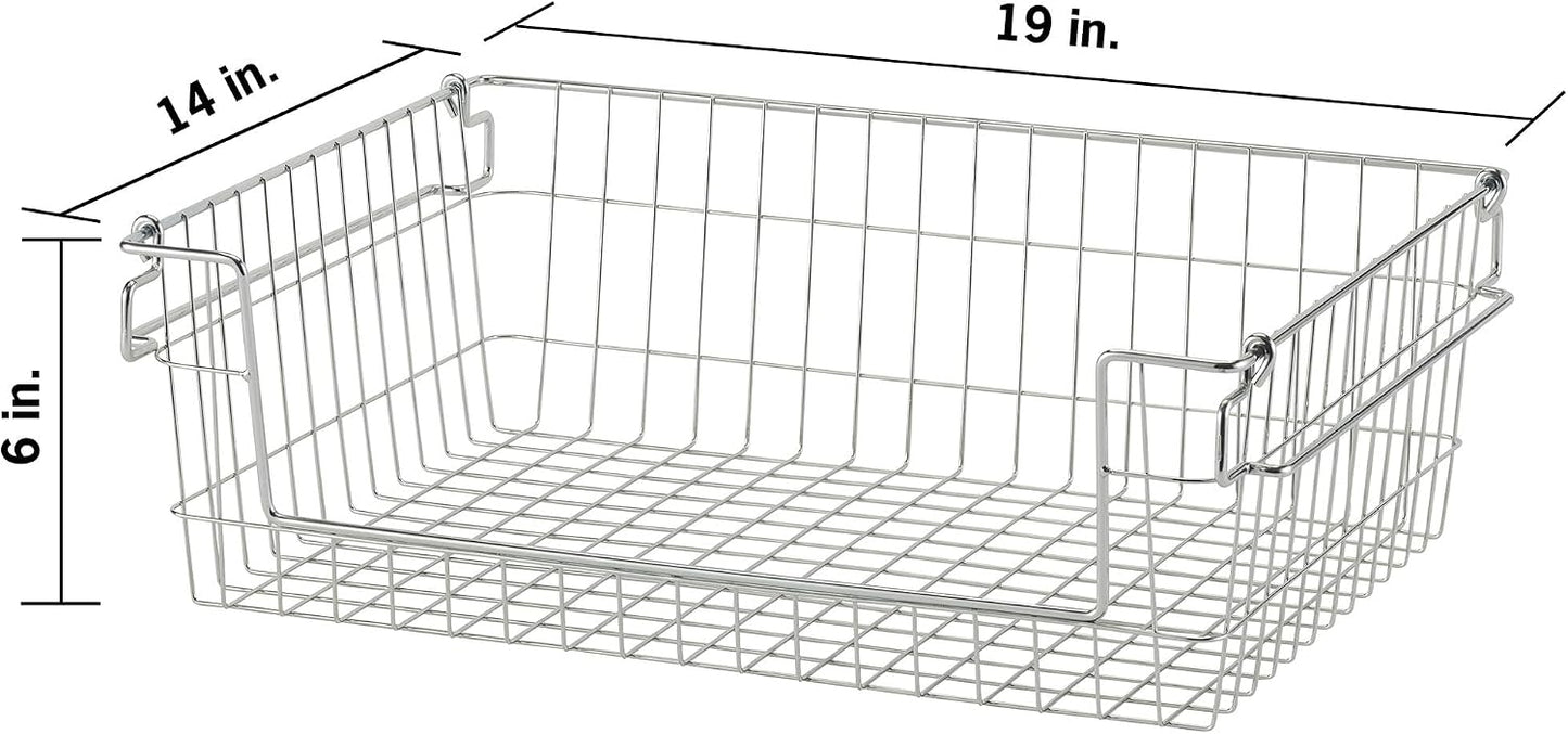 TRINITY 2-Pack Stackable Metal Wire Storage Baskets With Handles, EcoStorage Chrome, 11 Inches