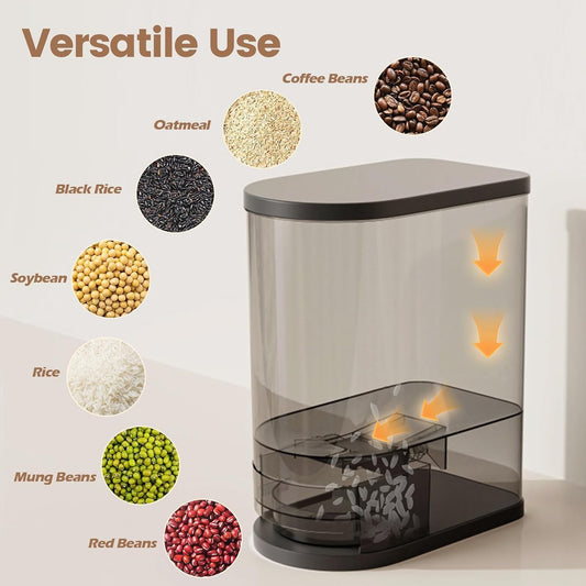 SYNCVIBE Large Rice Dispenser 22-25Lbs, Cereal Dispenser Rice Container Food Storage Container with Measuring Cup, Cereal Containers Storage Kitchen Storage Household Moisture Proof Holder, Black