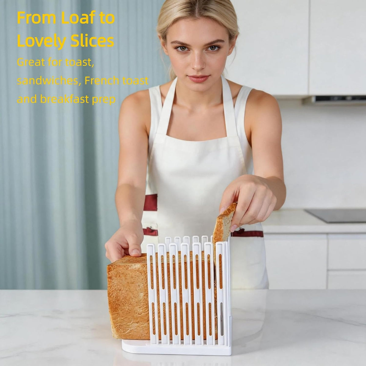 Adjustable Bread Slicer for Homemade Bread, Foldable Bread Cutting Guide with Width Adjustment for Sourdough, Bagels, Cake, Sandwiches – Compact Kitchen Baking Tools & Gadgets