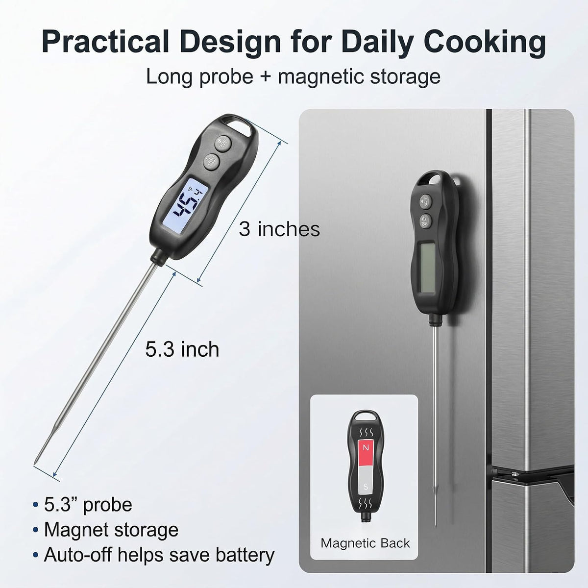 Meat Thermometer Digital Instant Read, Waterproof for BBQ