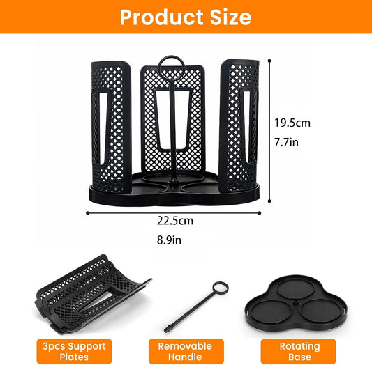 Rotating Coffee Cup Holder, Cup Dispenser with 4 Compartments, Plastic Cups Lid Organizer for Countertop, Coffee Station, Home, Office (white)