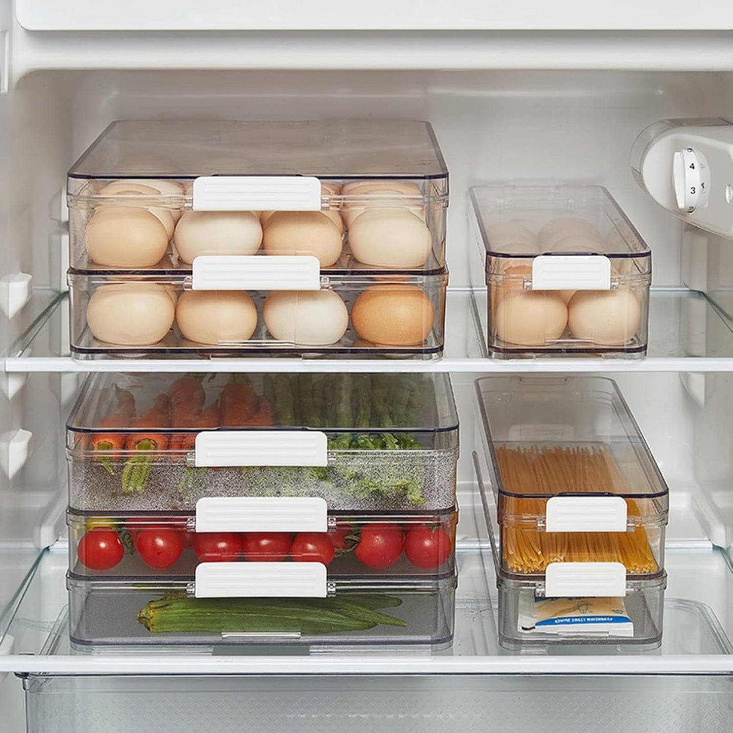 YOHA Clear Deviled Egg Tray Carrier with Lid 12 Grids Eggs Holder Case Refrigerator Egg Container Deviled Egg Platter Stackable Egg Tray Camping Picnic Travel Portable Egg Storage Container,Clear-12