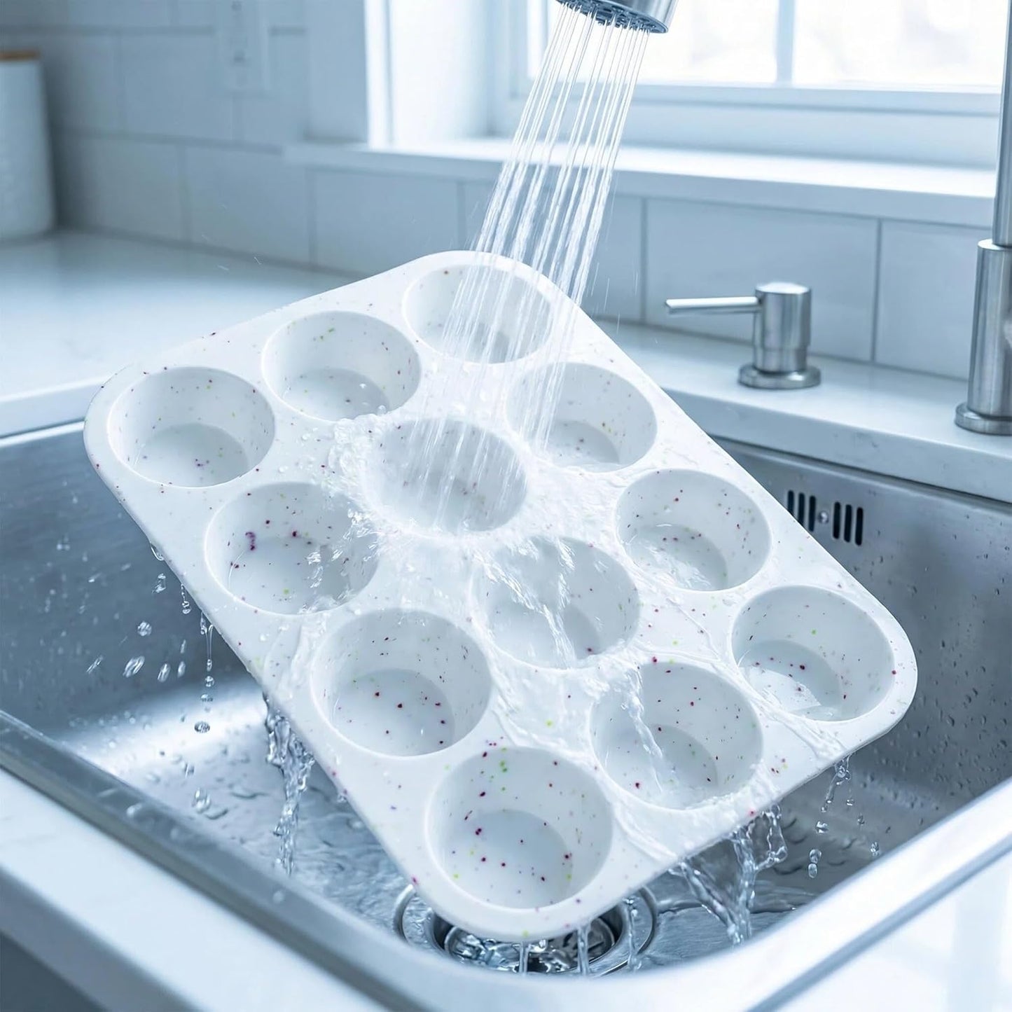 2Pcs Silicone Muffin Pan for Baking - 12 Cup Regular Size Cupcake Pan, Silicone Muffin Tray, Nonstick Cupcake Baking Pan Molds for Baking Homemade Muffins