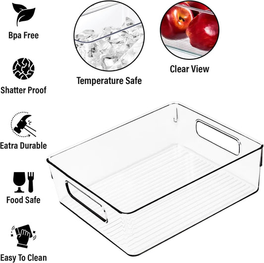 ShelfShaper Large Clear Plastic Storage Bins, Pantry Organizers and Storage Containers Fridge Organizer Bins for Organizing Home Kitchen Under Sink Bathroom Refrigerator Freezer Laundry Room