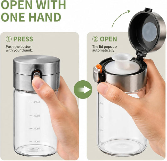 Glass Salad Dressing Shaker, Leak Proof Bottle for Homemade Dressings