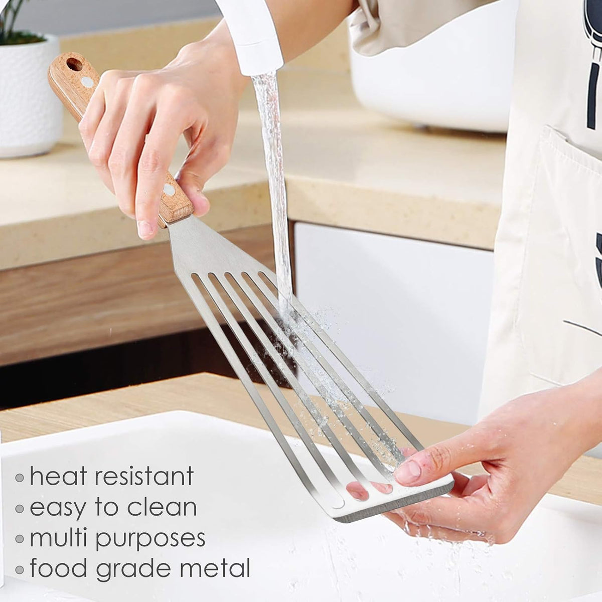 HaSteeL 2 Pack Stainless Steel Fish Spatula, Metal Slotted Turner Set, Griddle Grill Spatula for Kitchen Cooking, Flipping, Turning, Frying $ Grilling, Full Tang ABS Handle, DIshwasher Safe