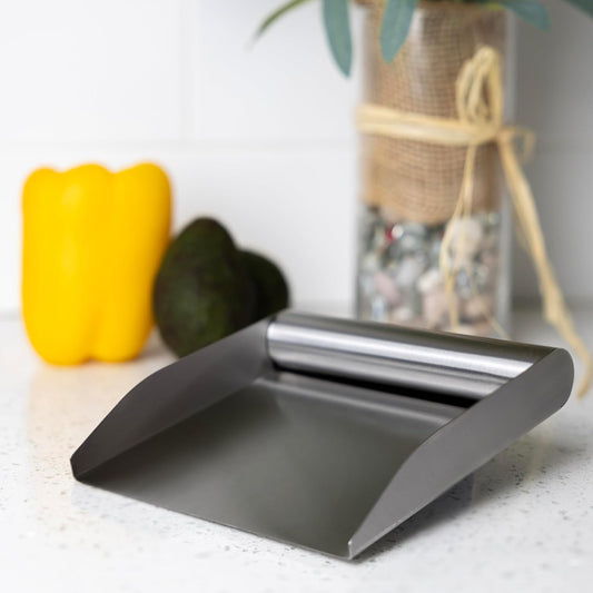 Fox Run Stainless Steel Kitchen Food Scoop, 6" Food and Bench Scraper With Handle
