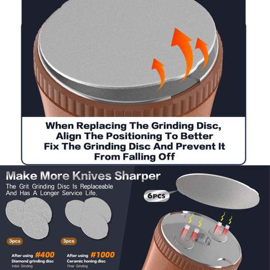 Knife Sharpener Tool Kit 6 Pcs Diamond Ceramic Disc Knife Sharpener 15 And 20 Degree Magnetic Inclination Kitchen Supplies, Suitable For Any Knife