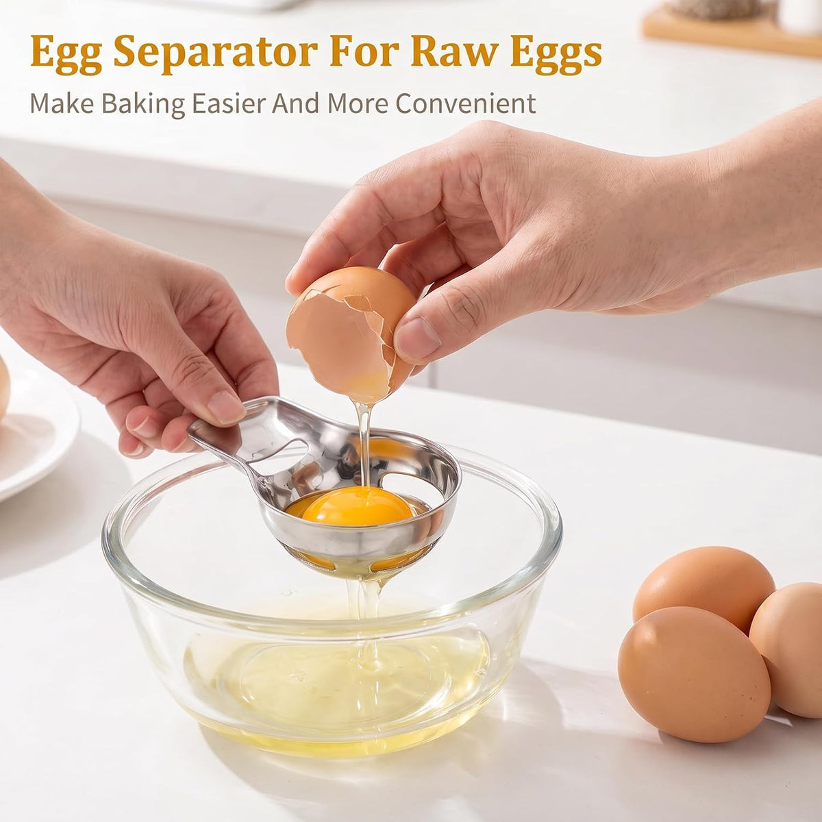 cobee Egg Yolk Separator,Stainless Steel Egg Separator for Raw Eggs