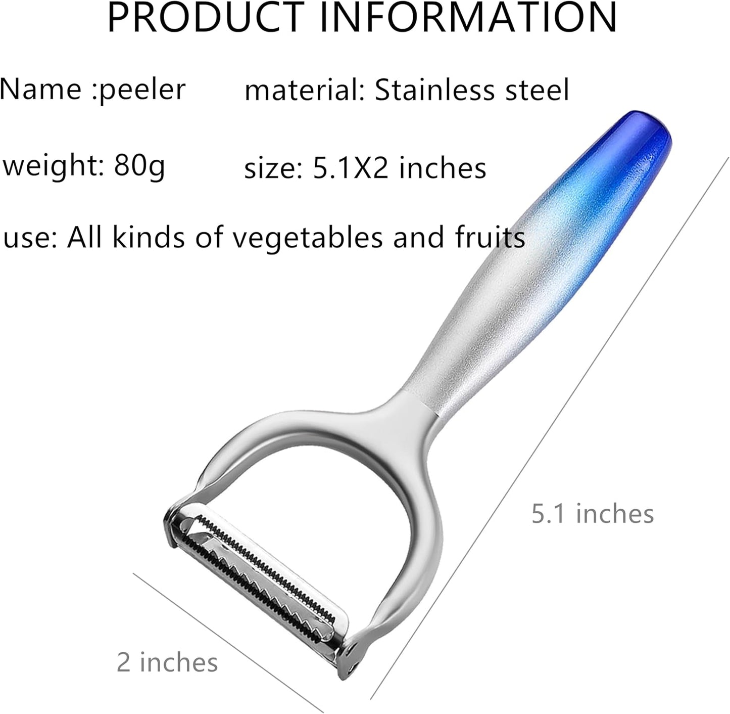 Vegetable Apple Peelers for Kitchen, Fruit, Carrot, Veggie, Potatoes Peeler, with Ergonomic Non-Slip Handle Sharp Stainless Steel Blade Good Sturdy with Julienne Function, 2-in-1, Silver
