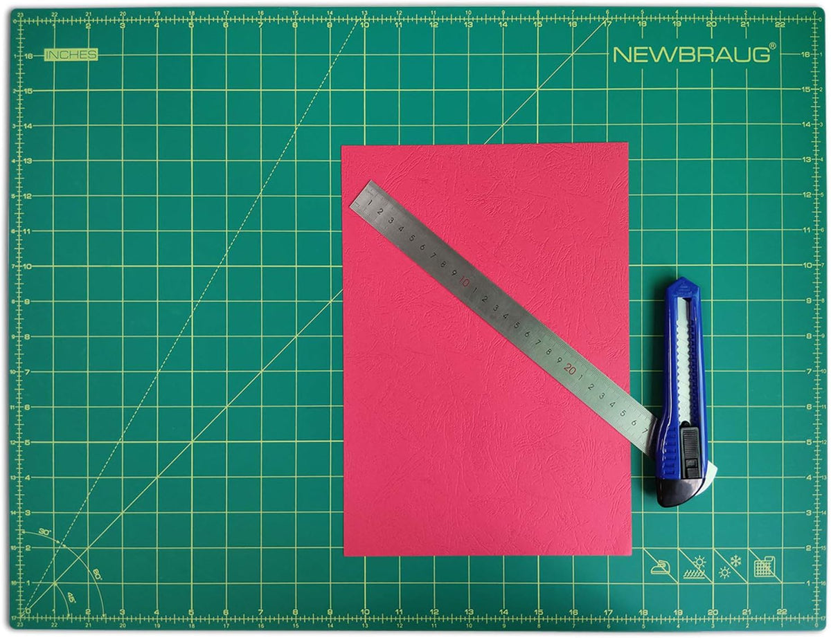 NEWBRAUG 18'' × 24'' Perfect Self Healing Cutting Mat, Non-Slip Gridded Rotary Cutting Board, Necessary for Quilting, Sewing, Craft, Fabric & Scrapbooking(Green/Black)