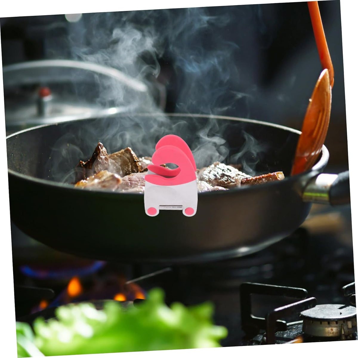 2 Pack Stainless Steel Pot Clip Spoon Rest Holder for Kitchen