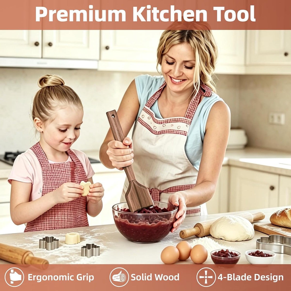 Wooden Meat Masher Ground Beef Masher Wooden Meat Chopper Hamburger Meat Chopper Kitchen Food Tenderizer Beef Burger Smasher Chicken Shredder Household Cooking Kitchen Utensils Gadget Tool