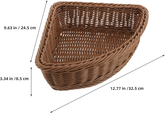 Garneck 2pcs Corner Storage Basket Set: Triangle Shelf Basket Stackable Wardrobe Organizer for Cabinet Closet Kitchen Pantry Bathroom Makeup Sundries Fruit Coffee Woven Tray