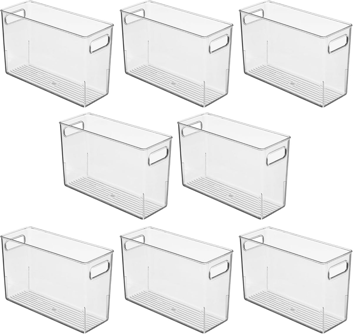iDesign Tall Plastic Storage Bin with Handles, Set of 4, Clear | For Fridge or Freezer, Made in USA