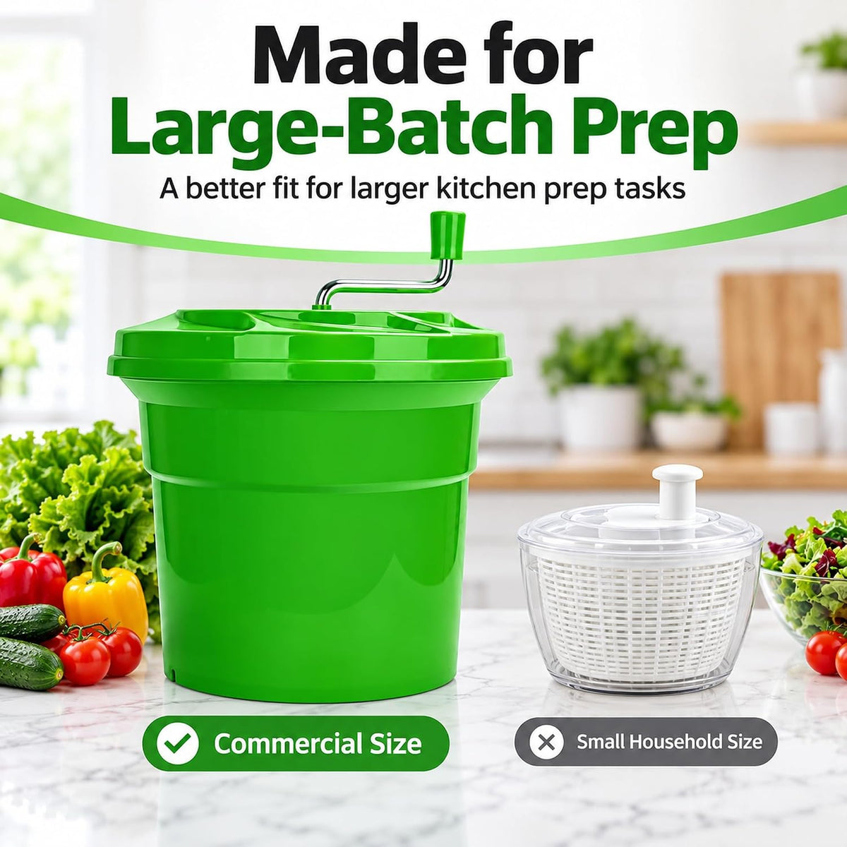 5 Gallon Large Commercial Manual Salad Spinner/Dryer