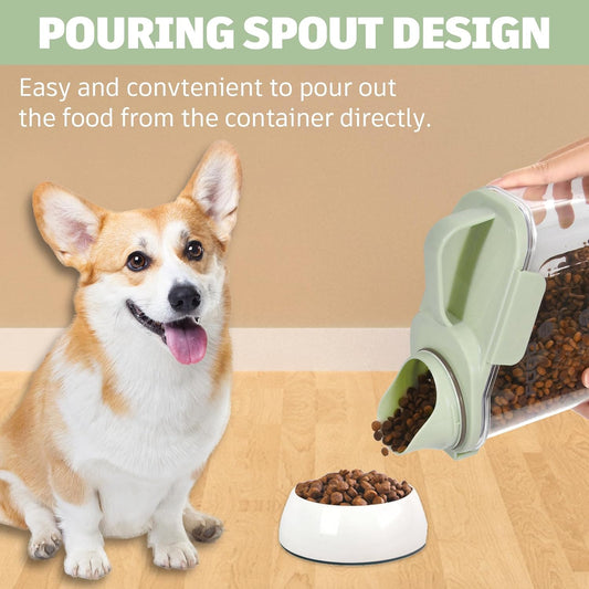 Dog Food Storage Container, Pet Food Storage Containers with Airtight Pour Spout, Cat Food Container with Measuring Cups, Portable Travel Pet Food Container for Dogs, Cats, Birds(Green)