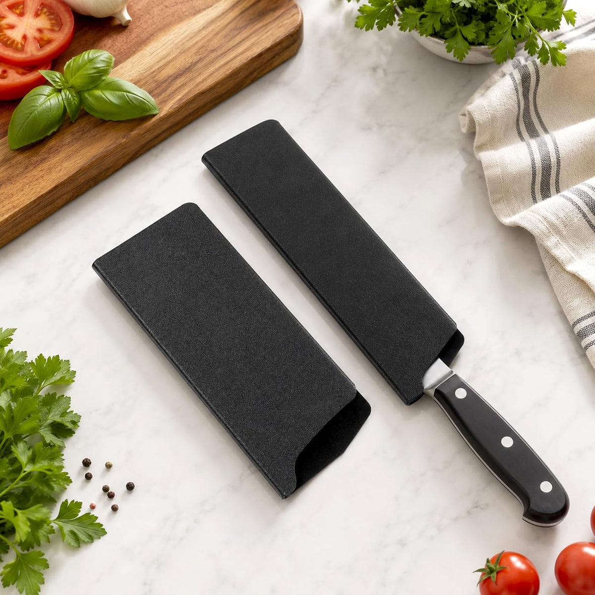 2 PCS Universal Knife Sleeves, Chef Knife Guards with Soft Flock‑lined Inside