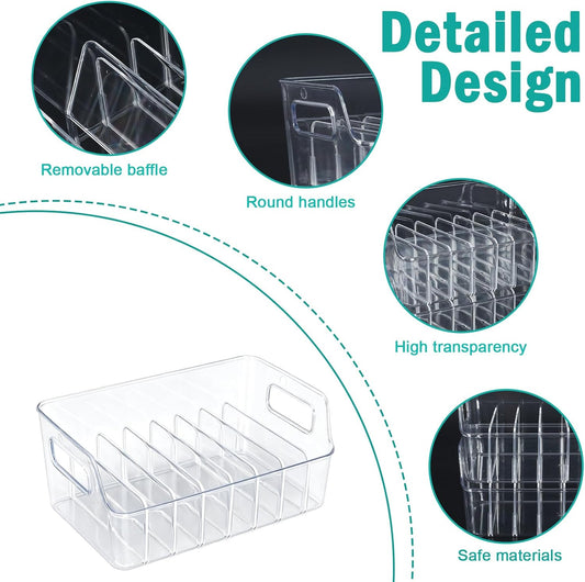 Drink Packet Organizer, 2 PCS Acrylic Water Packet Organizer for Water Flavor Drink Mix, 8 Compartment Sugar Packet Holder with Removable Divider, Pantry Storage Bin for Kitchen Organization
