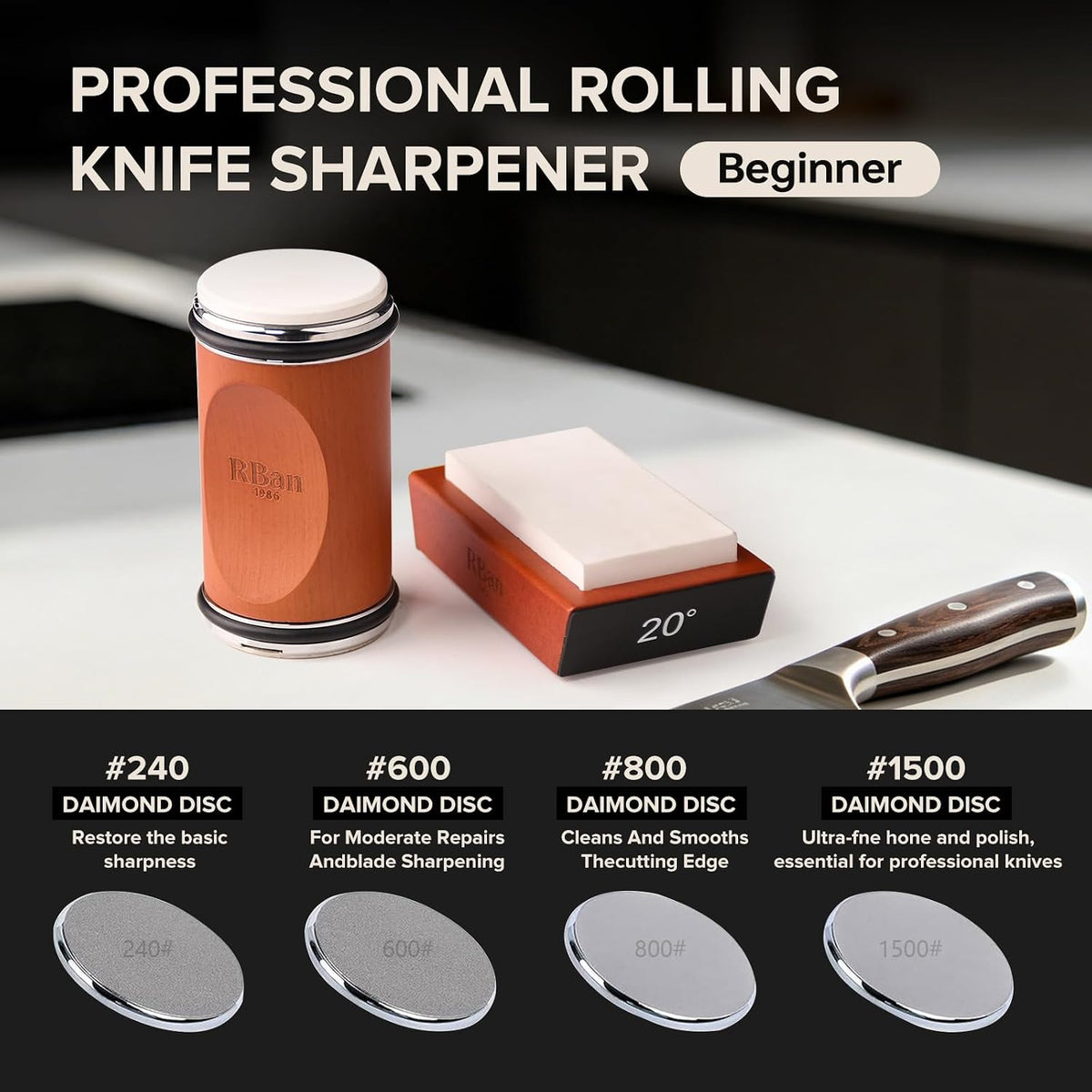 rolling knife sharpener Kitchen Knife Sharpener with N52 Strong Magnetic