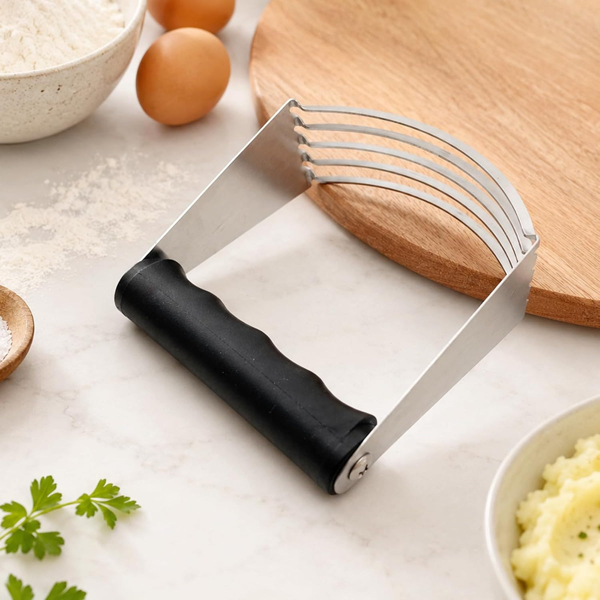 Stainless Steel Pastry Dough Blender and Cutter, Heavy-Duty Baking Mixer Tool with Sharp Durable Blades
