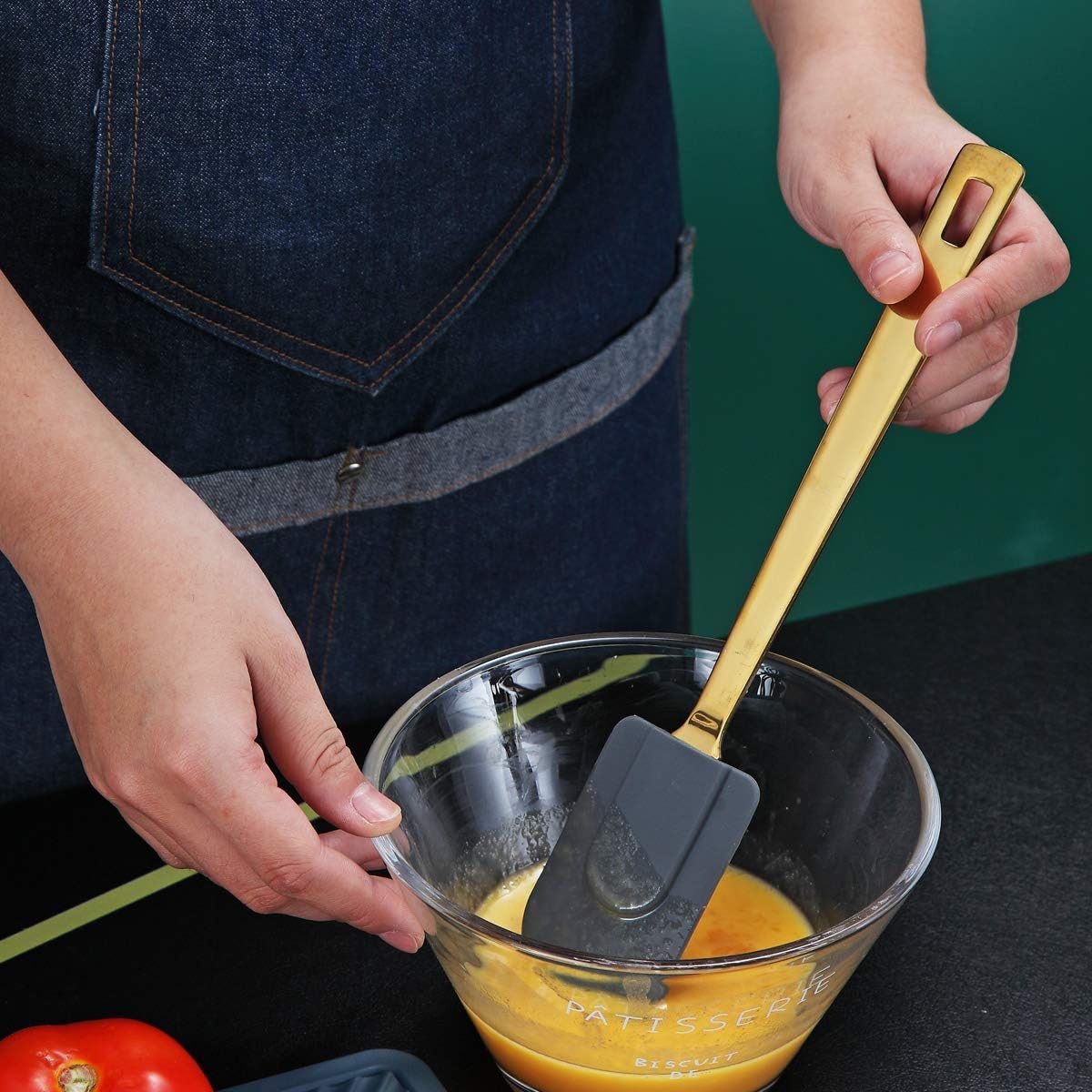 Gold Ladle, Berglander Stainless Steel Kitchen Ladle With Titainium Gold Plating, Soup Ladle, Cooking Ladle, Metal Soup Spoon For Cooking, Dishwasher Safe, Easy to Clean