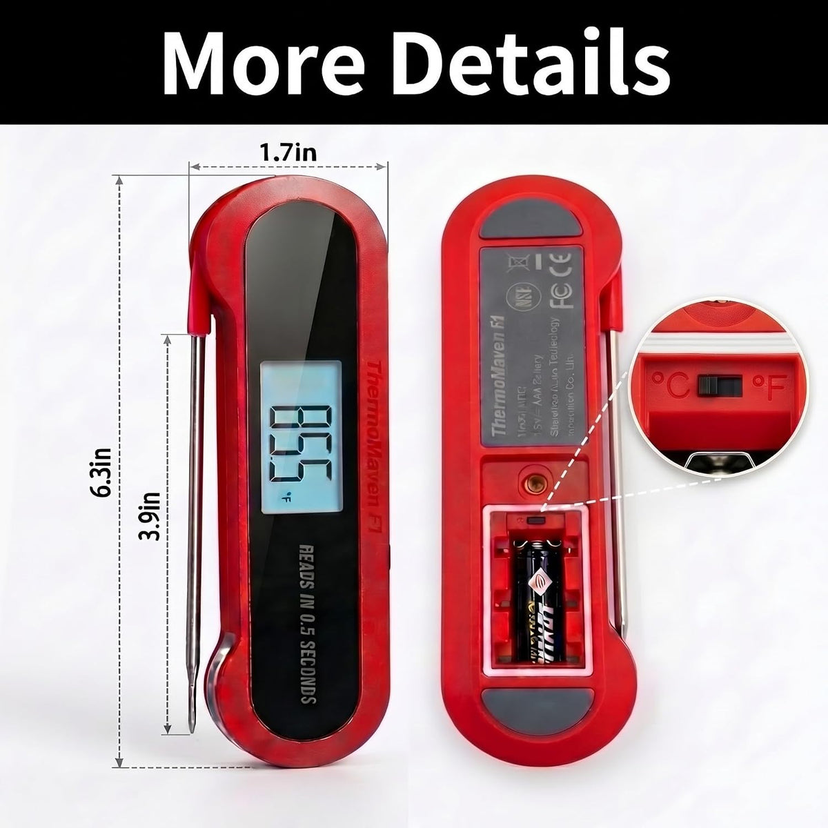 Professional 3X Faster 0.5sec Instant Read Meat Thermometer Digital, High Accuracy ±0.5°F, IP67 Waterproof, Auto Wake/Sleep & Rotate Display, NSF & NIST Certified, Backlight Fry Oil Candy Thermometer