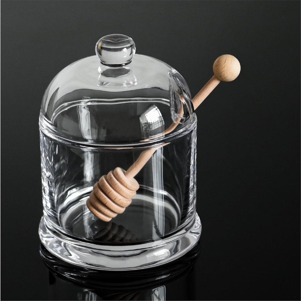 Glass Honey Jar with Wooden Dipper, 10 oz