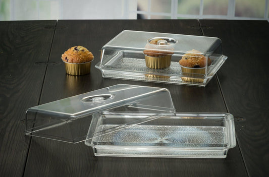 Clear Premium Acrylic Rectanglees Serving Tray with Lid (12.63" x 8.75" x 3.38") Perfect for Parties, Events, & Dining