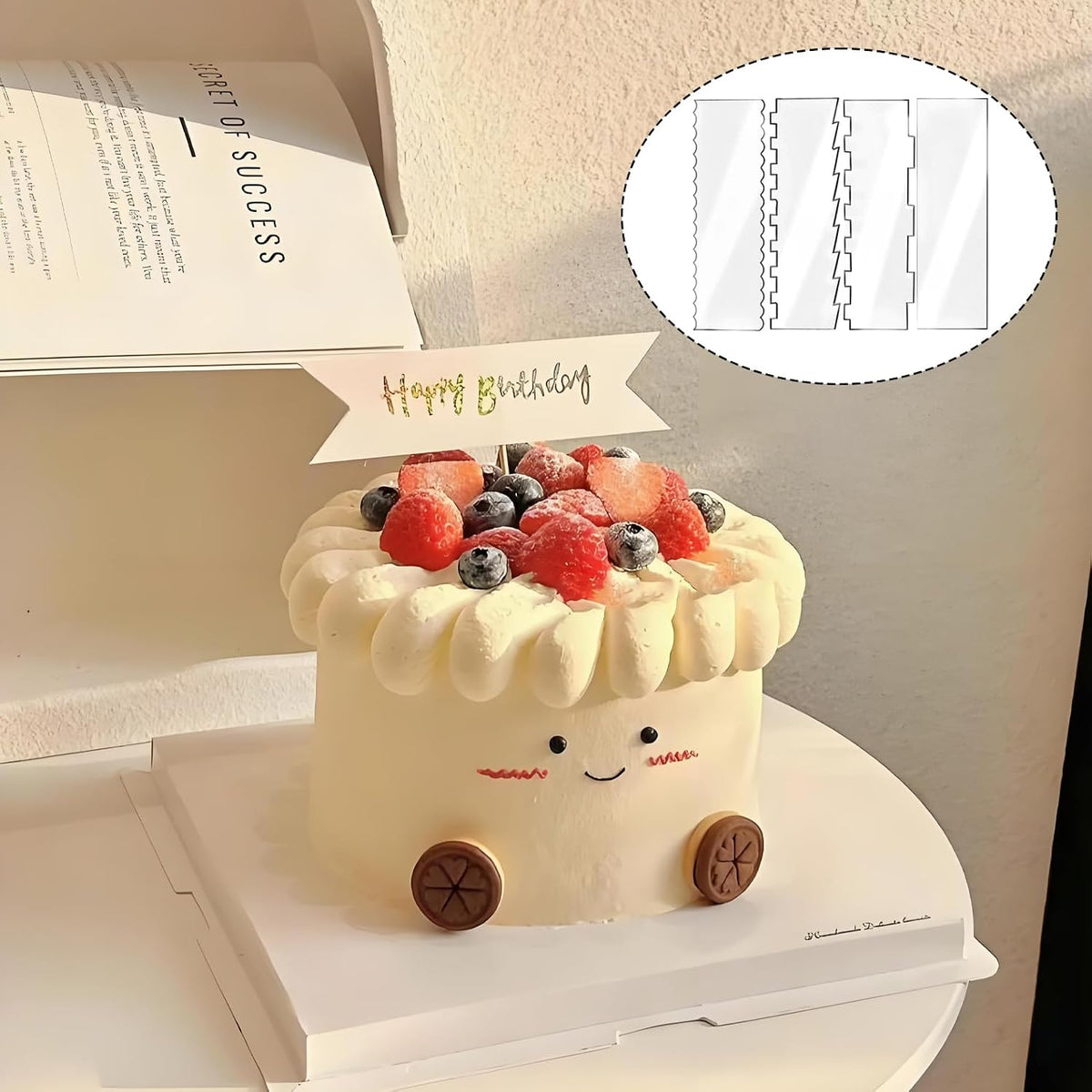 4-Piece Cake Scraper Set, Cake Stripe Edge Contour Comb, 7 Different Shapes, Durable