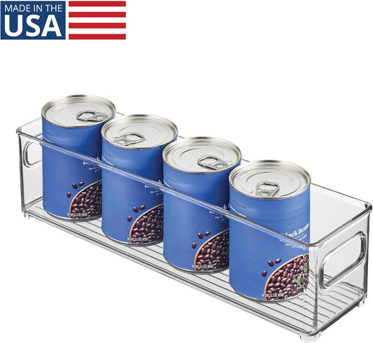 iDesign Stackable Fridge Bin with Handles - Ideal for Freezer or Pantry, Set of 2, Clear, Made in USA