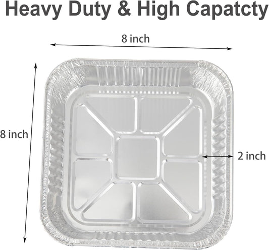 Waytiffer 25pack- 8 x 8 Aluminum foil Pans Disposable Heavy Duty Square baking Cake Pan, Cooking Tins Homemade Breads Oven Pans,Foil Pan, Baking pan Roasting