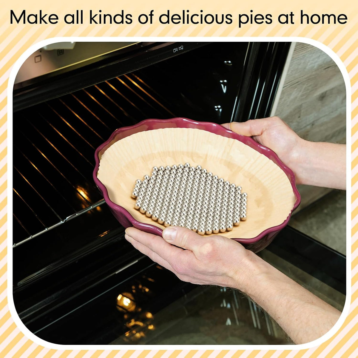Patelai 2 lb Pie Weights with 50 Pcs Parchment Paper, Stainless Steel