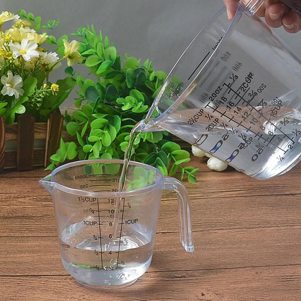 HEMOTON 3 Piece Plastic Measuring Cup Set, Clear, Strong Food Grade, Liquid Heavy Glass Wine Glass for Kitchen Cooking Baking (Transparent, 5oz/10oz/20oz)